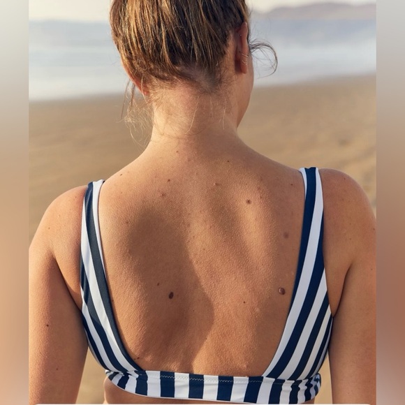 Aerie Womens Printed Tie Banded Wide Strap Scoop Bikini Top - Picture 2 of 8